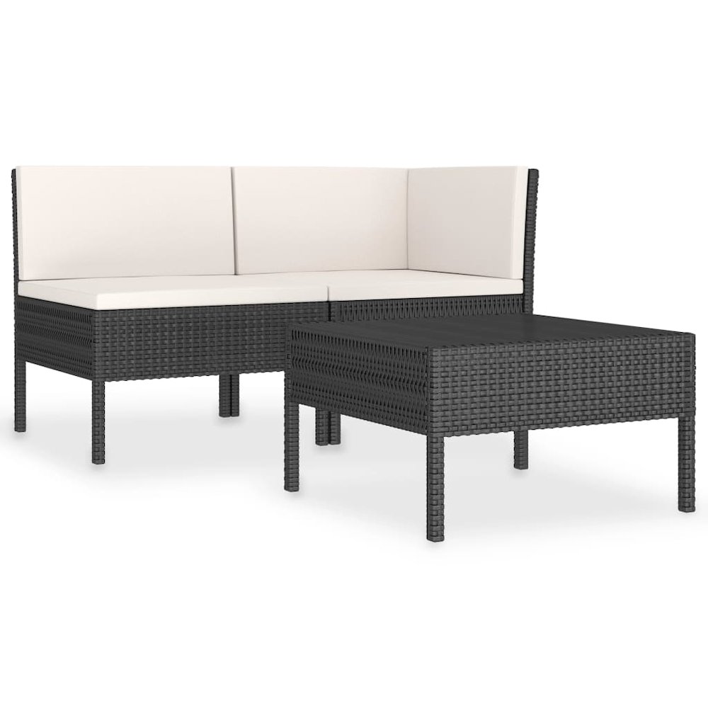 Garden Furniture Set Black, Cream White. Picture 2