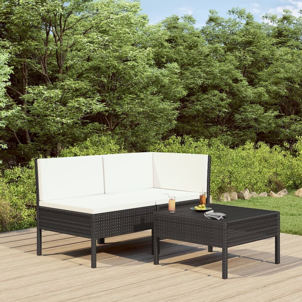 Garden Furniture Set Black, Cream White. Picture 1