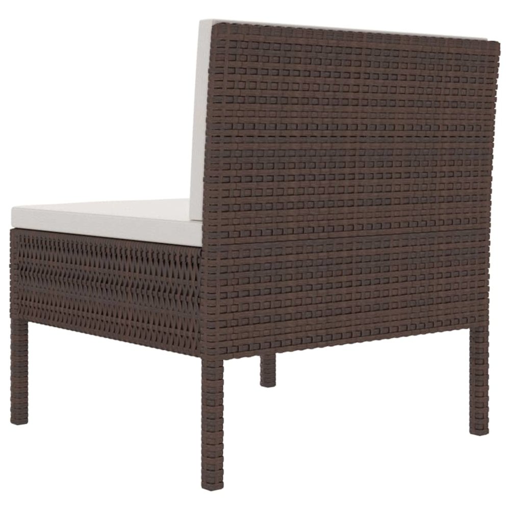 Garden Chair Set of 3 Brown with cream white cushions. Picture 5