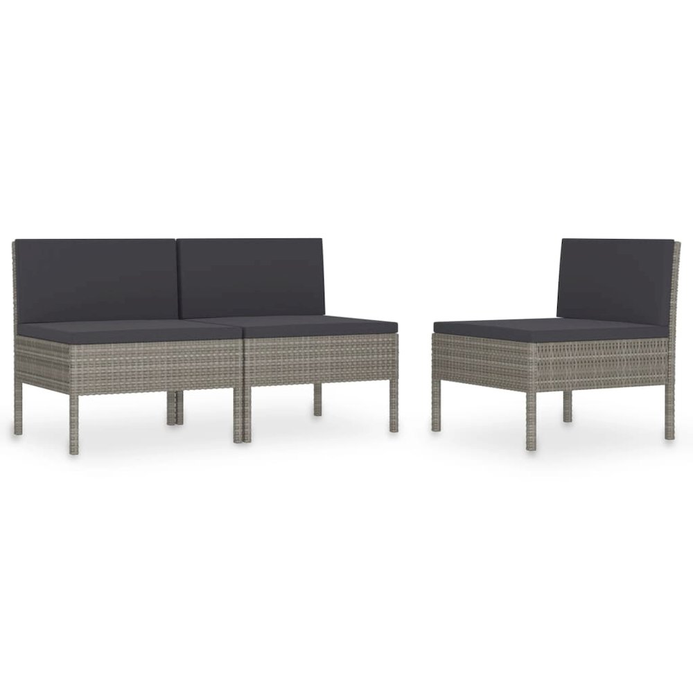 Garden Chair Set of 3 Grey. Picture 2