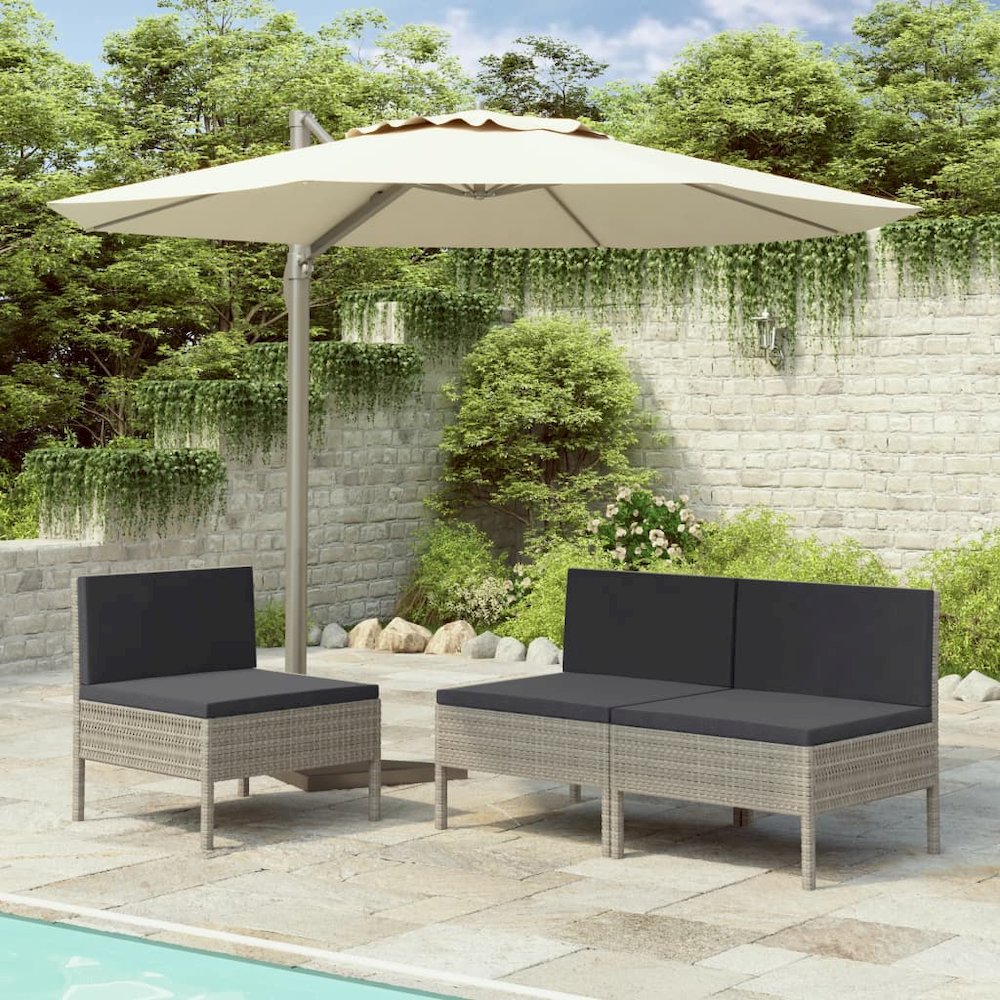 Garden Chair Set of 3 Grey. Picture 1