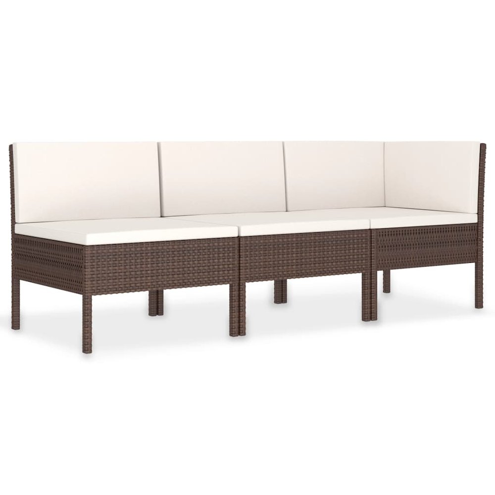 Garden Furniture Set Brown PE Rattan 3 Piece Set. Picture 2
