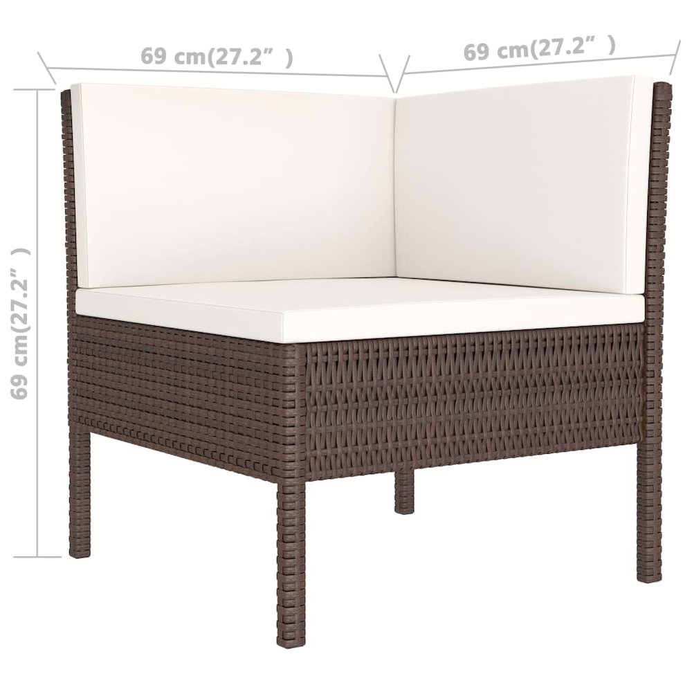 Garden Furniture Set Brown PE Rattan 3 Piece Set. Picture 5