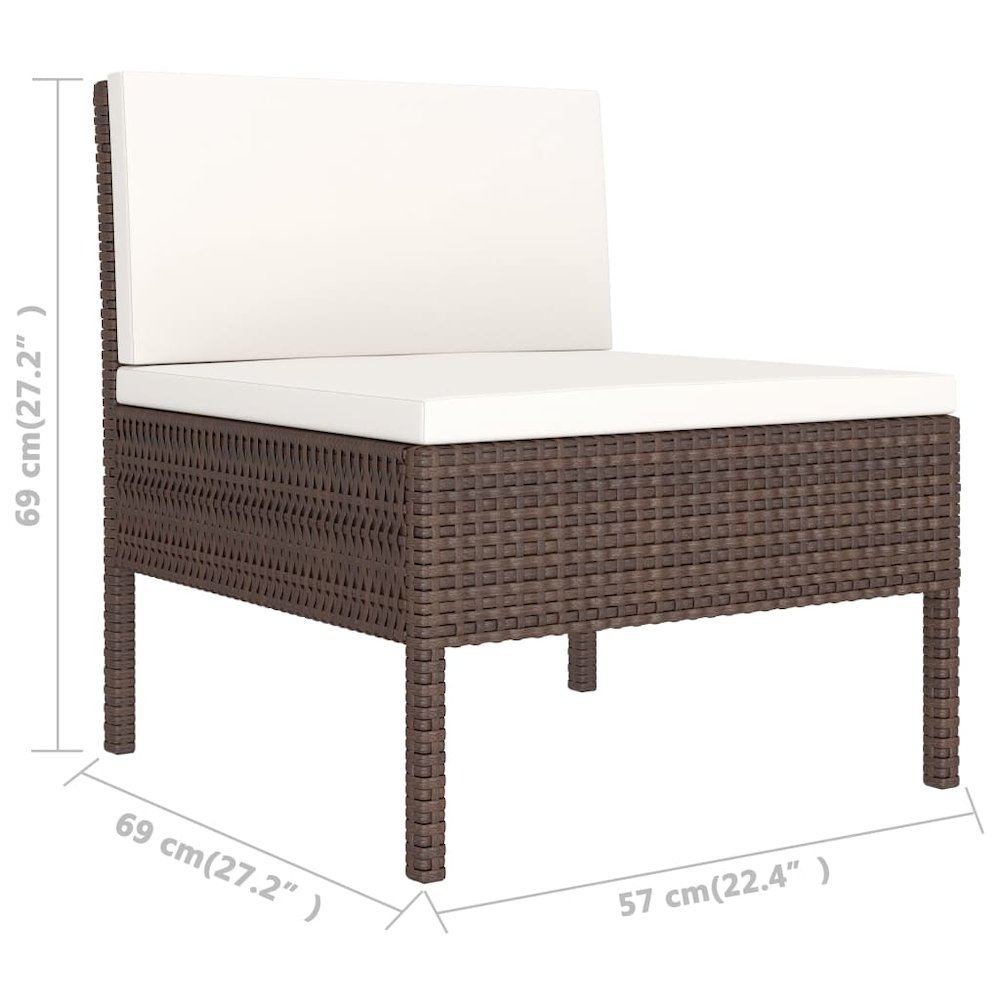 Garden Furniture Set Brown PE Rattan 3 Piece Set. Picture 6