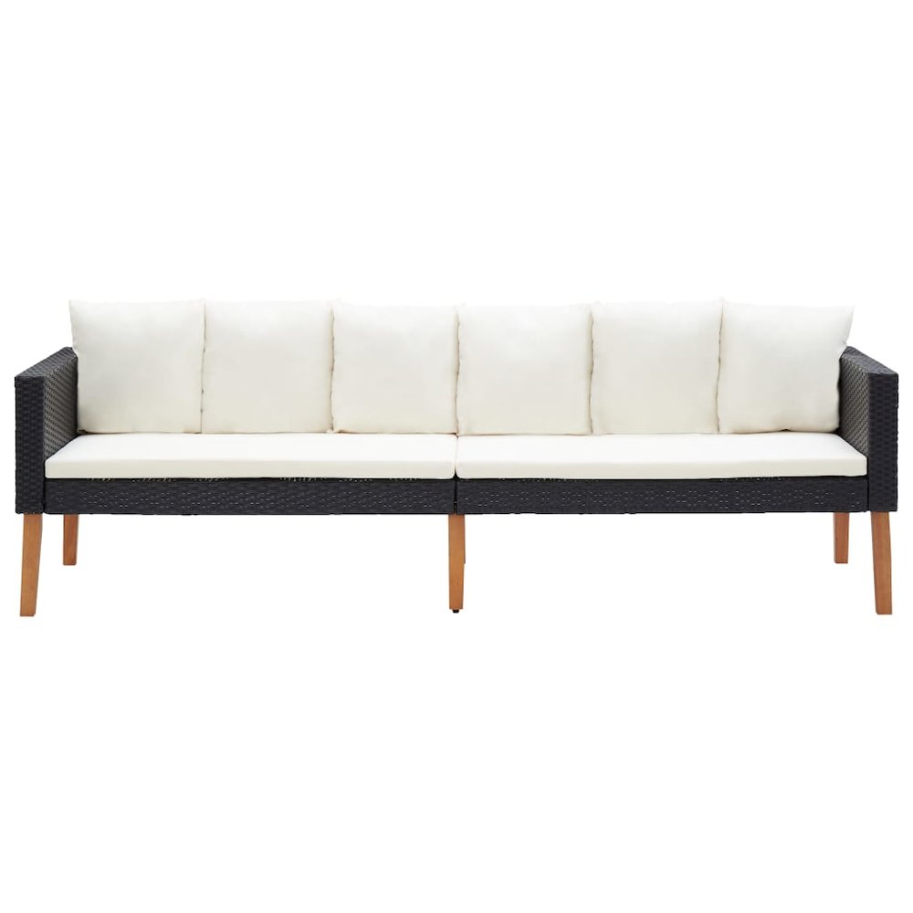 Garden Sofa Black PE rattan 3-seater Modular Garden Sofa. Picture 2