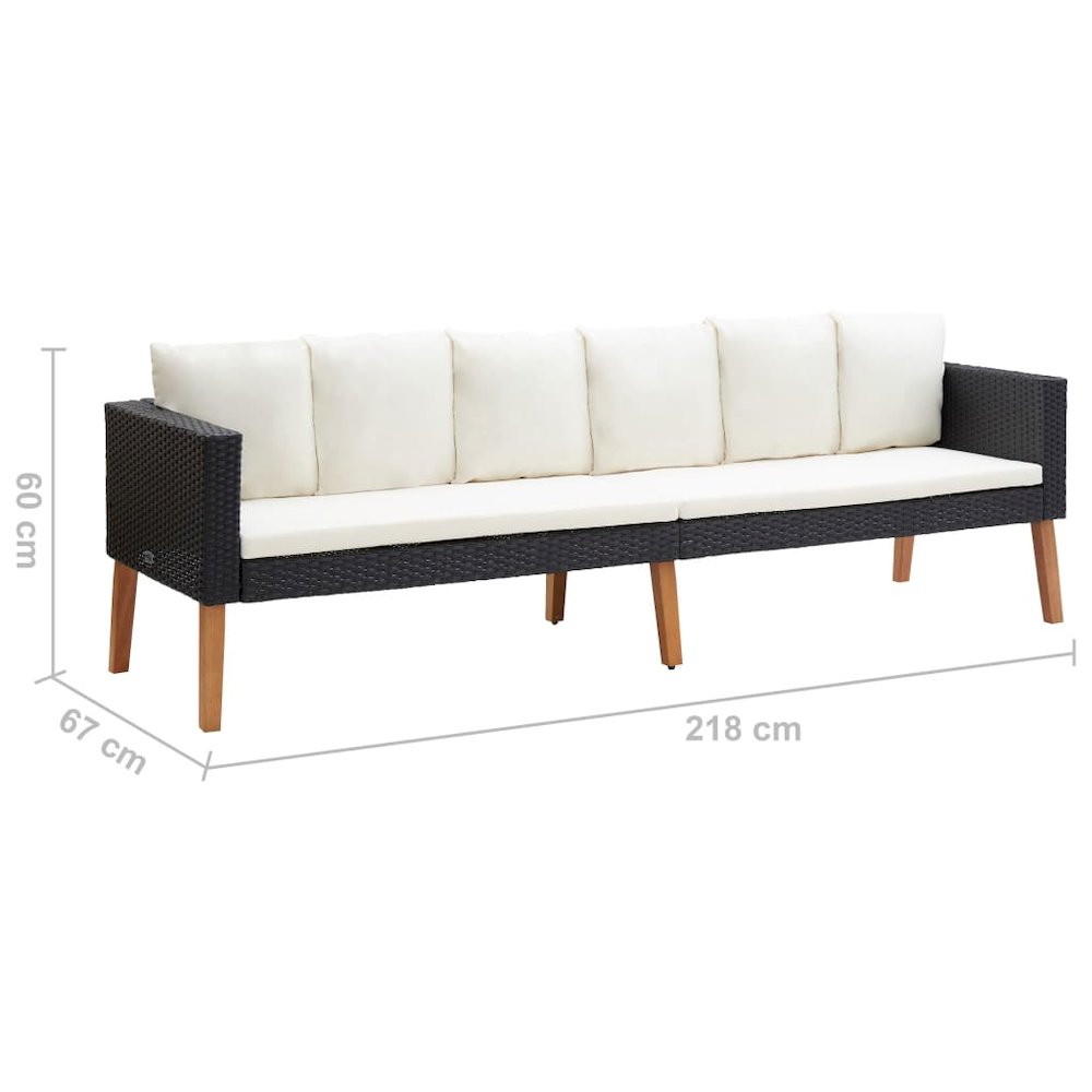 Garden Sofa Black PE rattan 3-seater Modular Garden Sofa. Picture 7