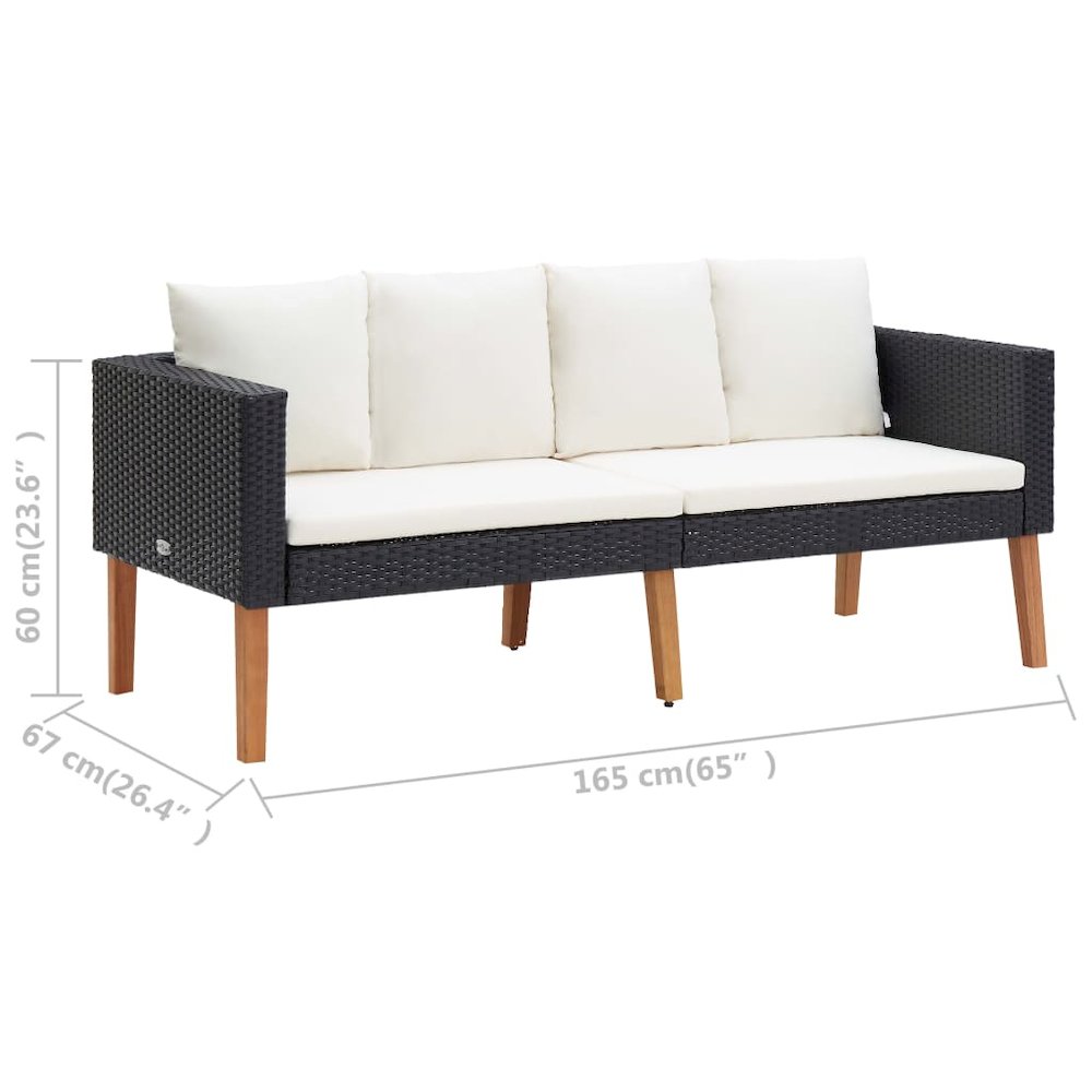Garden Sofa Black, Cream White. Picture 8