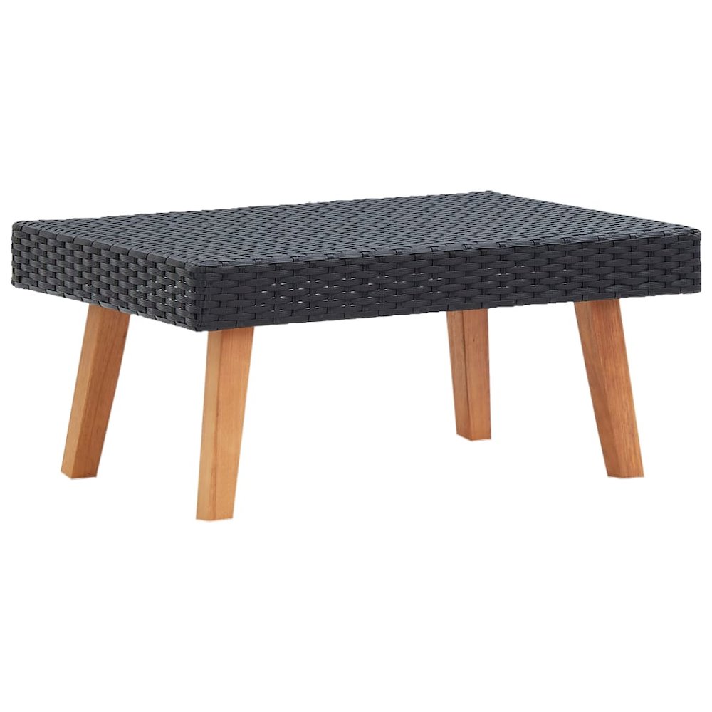Coffee Table Black PE rattan, powder-coated steel, eucalyptus wood. Picture 1