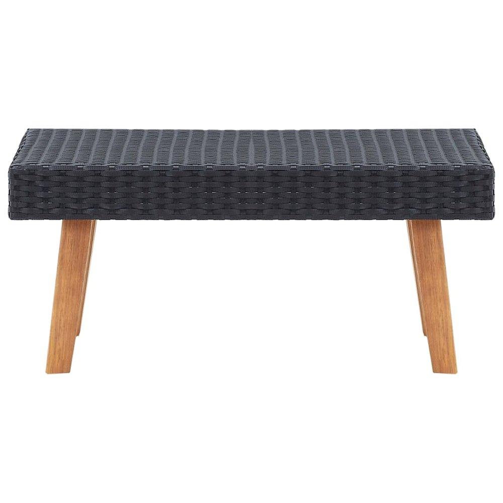 Coffee Table Black PE rattan, powder-coated steel, eucalyptus wood. Picture 2