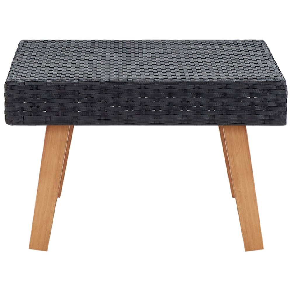 Coffee Table Black PE rattan, powder-coated steel, eucalyptus wood. Picture 3