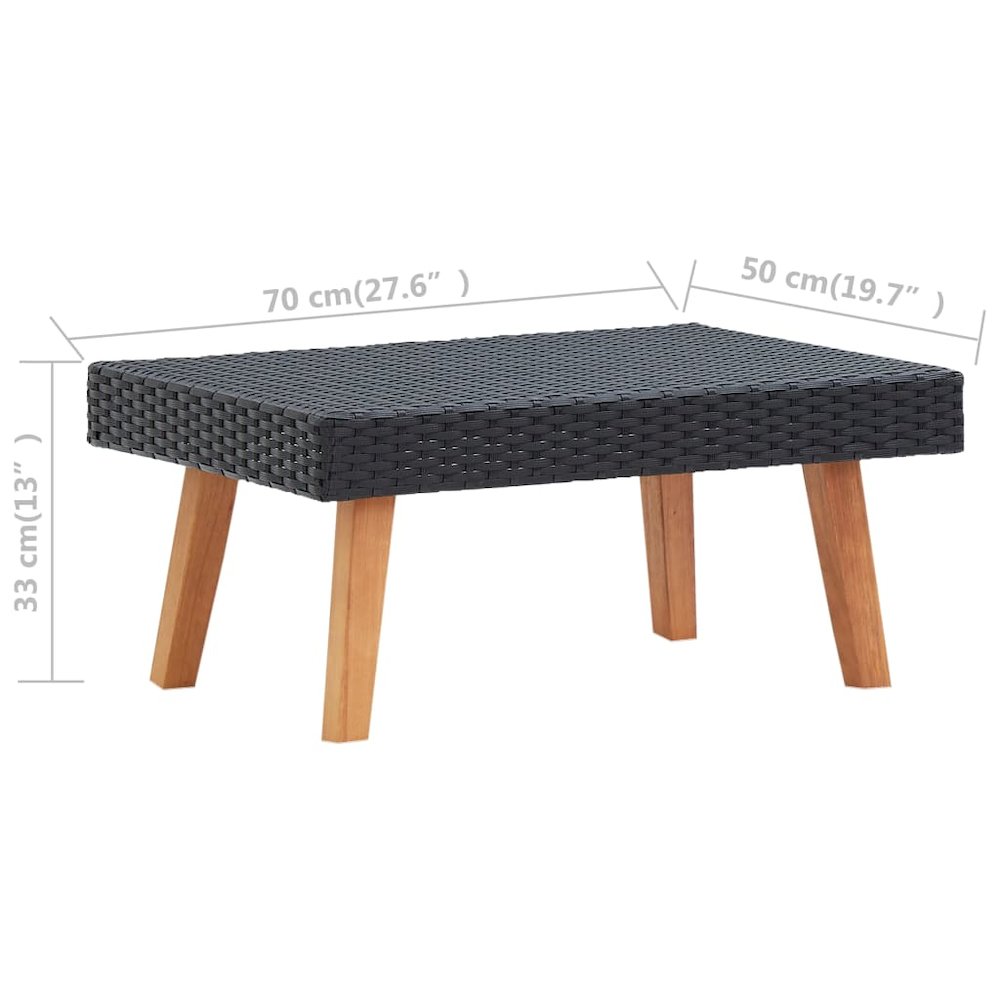 Coffee Table Black PE rattan, powder-coated steel, eucalyptus wood. Picture 5