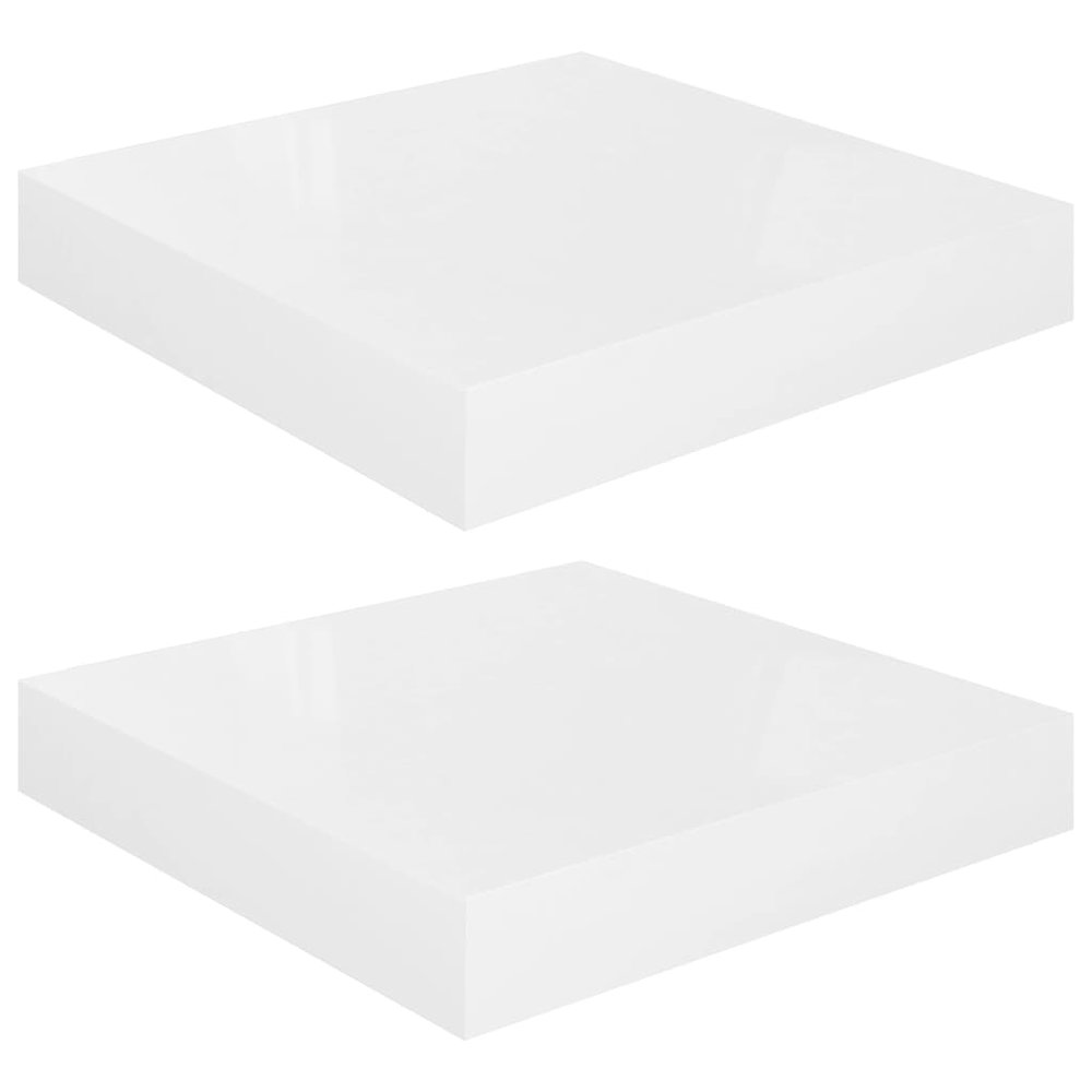 Wall Shelf Set of 2 High gloss white Honeycomb MDF, metal Small. Picture 2
