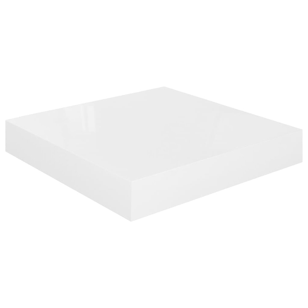 Wall Shelf Set of 2 High gloss white Honeycomb MDF, metal Small. Picture 4