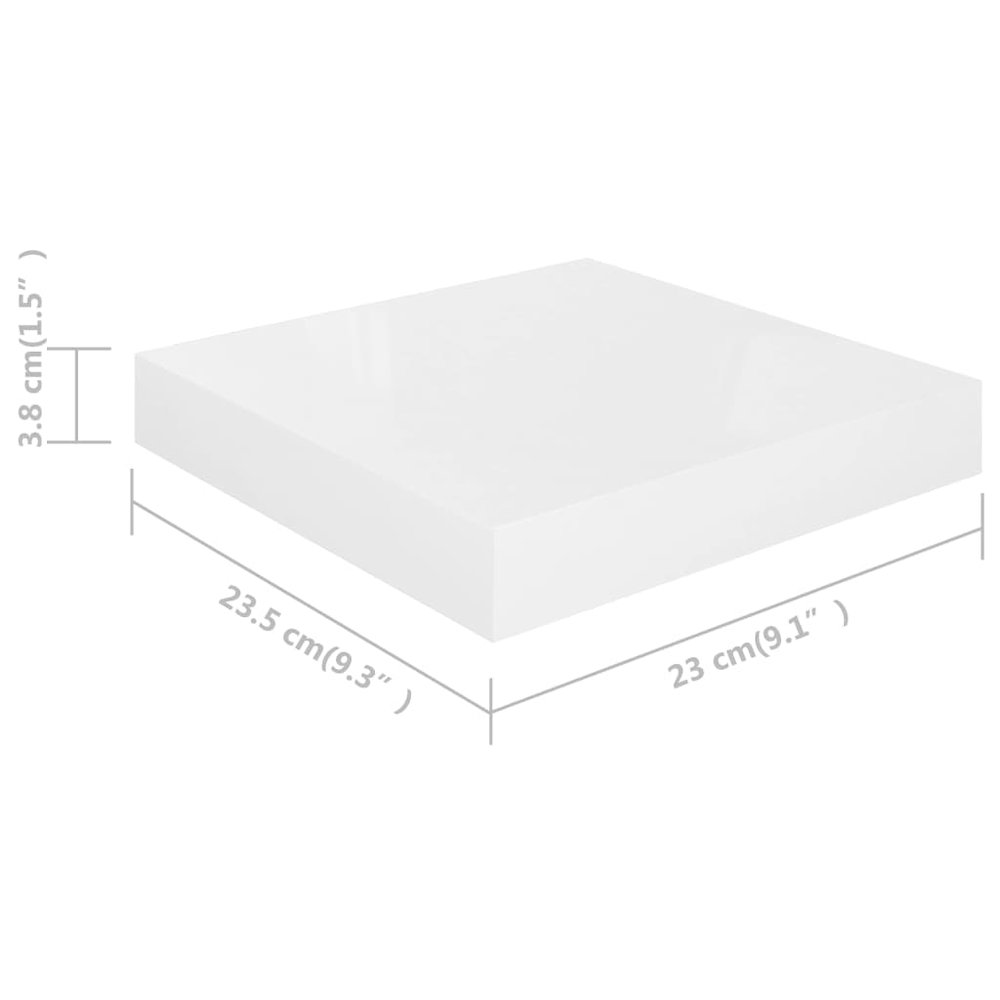Wall Shelf Set of 2 High gloss white Honeycomb MDF, metal Small. Picture 8