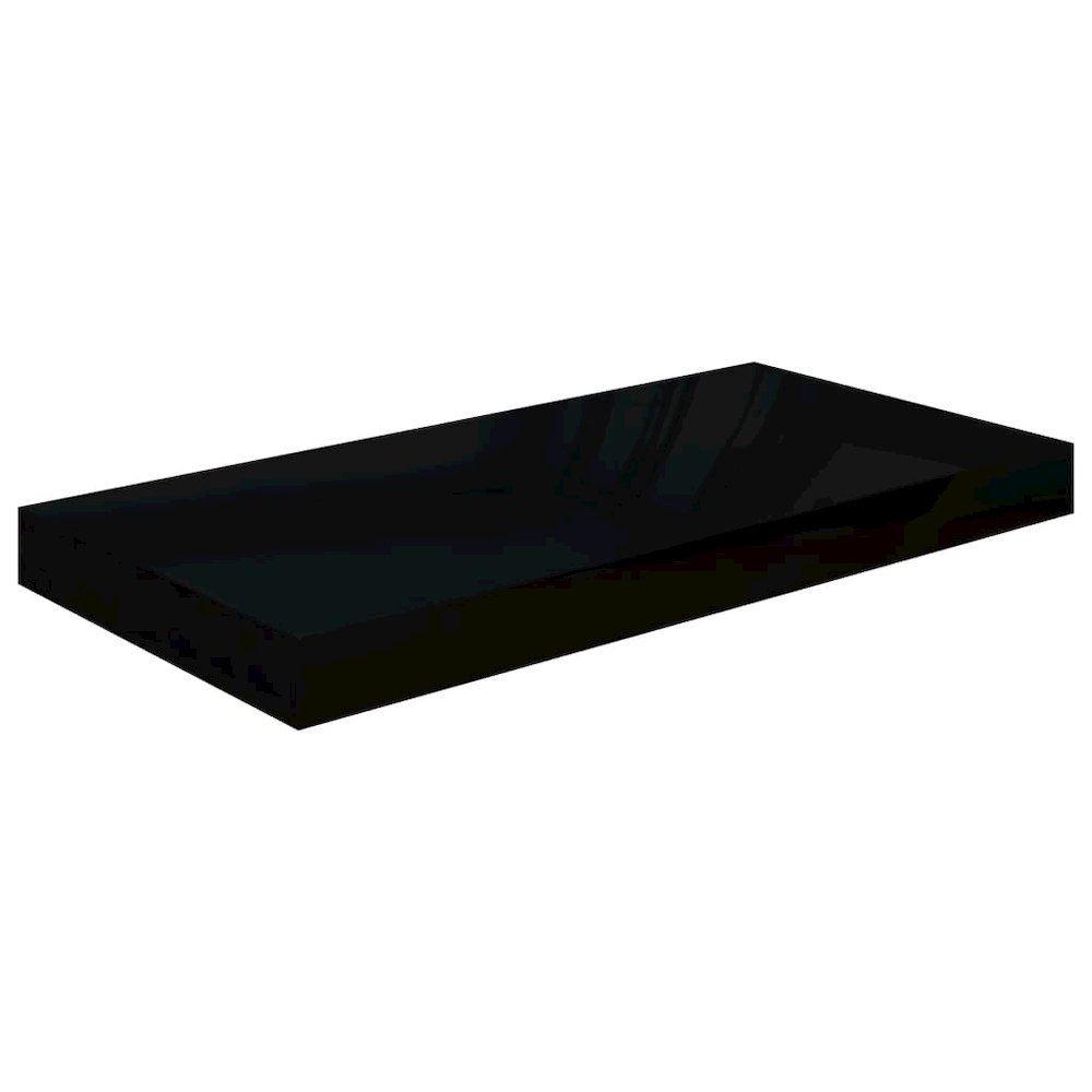 Wall Shelf Set of 2 High gloss black Honeycomb MDF, metal. Picture 4