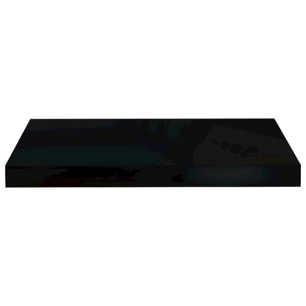 Wall Shelf Set of 2 High gloss black Honeycomb MDF, metal. Picture 5