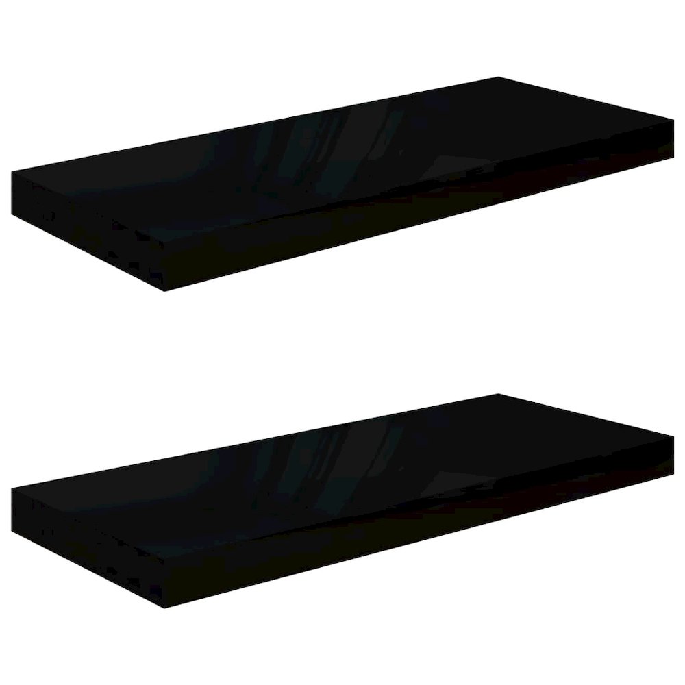 Wall Shelf Set of 2 High gloss black Honeycomb MDF, metal Medium. Picture 2