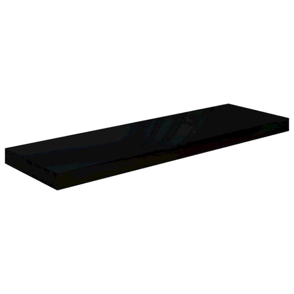 Wall Shelf Set of 2 High gloss black Honeycomb MDF, metal. Picture 3