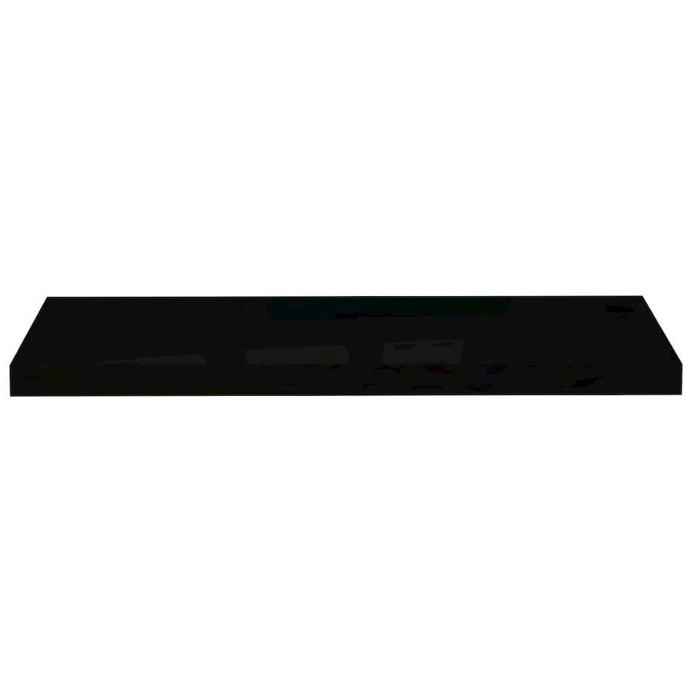 Wall Shelf Set of 2 High gloss black Honeycomb MDF, metal. Picture 4