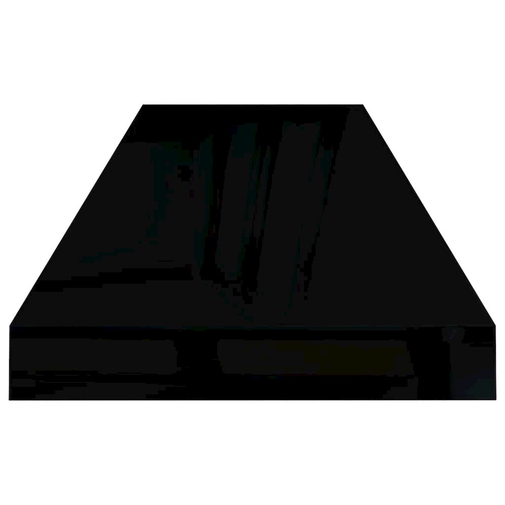 Wall Shelf Set of 2 High gloss black Honeycomb MDF, metal. Picture 5
