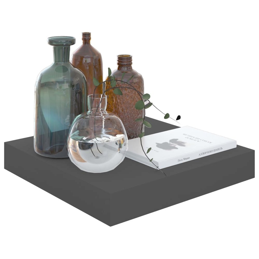 Wall Shelf High gloss grey Honeycomb MDF, metal 9.1 x 9.3 x 1.5 in. Picture 3