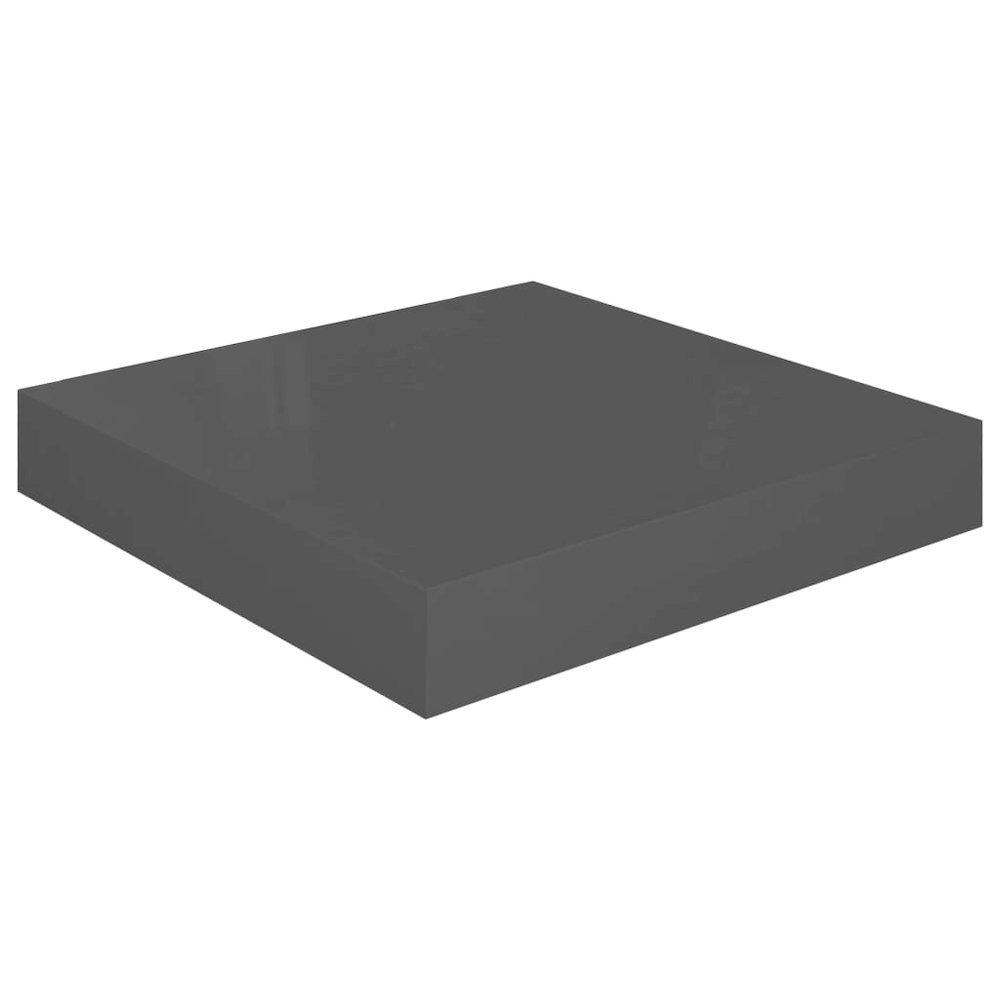 Wall Shelf Set of 2 High gloss gray Honeycomb MDF, Metal. Picture 3