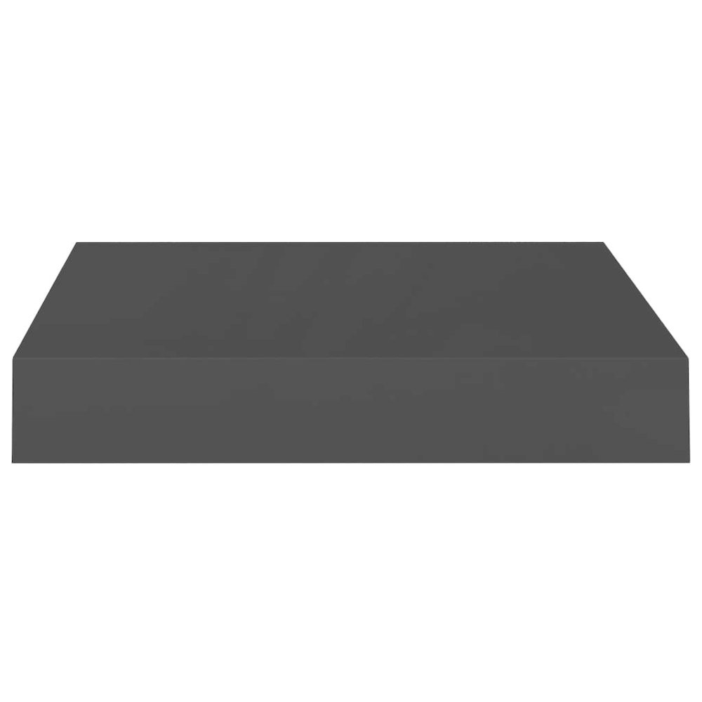 Wall Shelf Set of 2 High gloss gray Honeycomb MDF, Metal. Picture 6