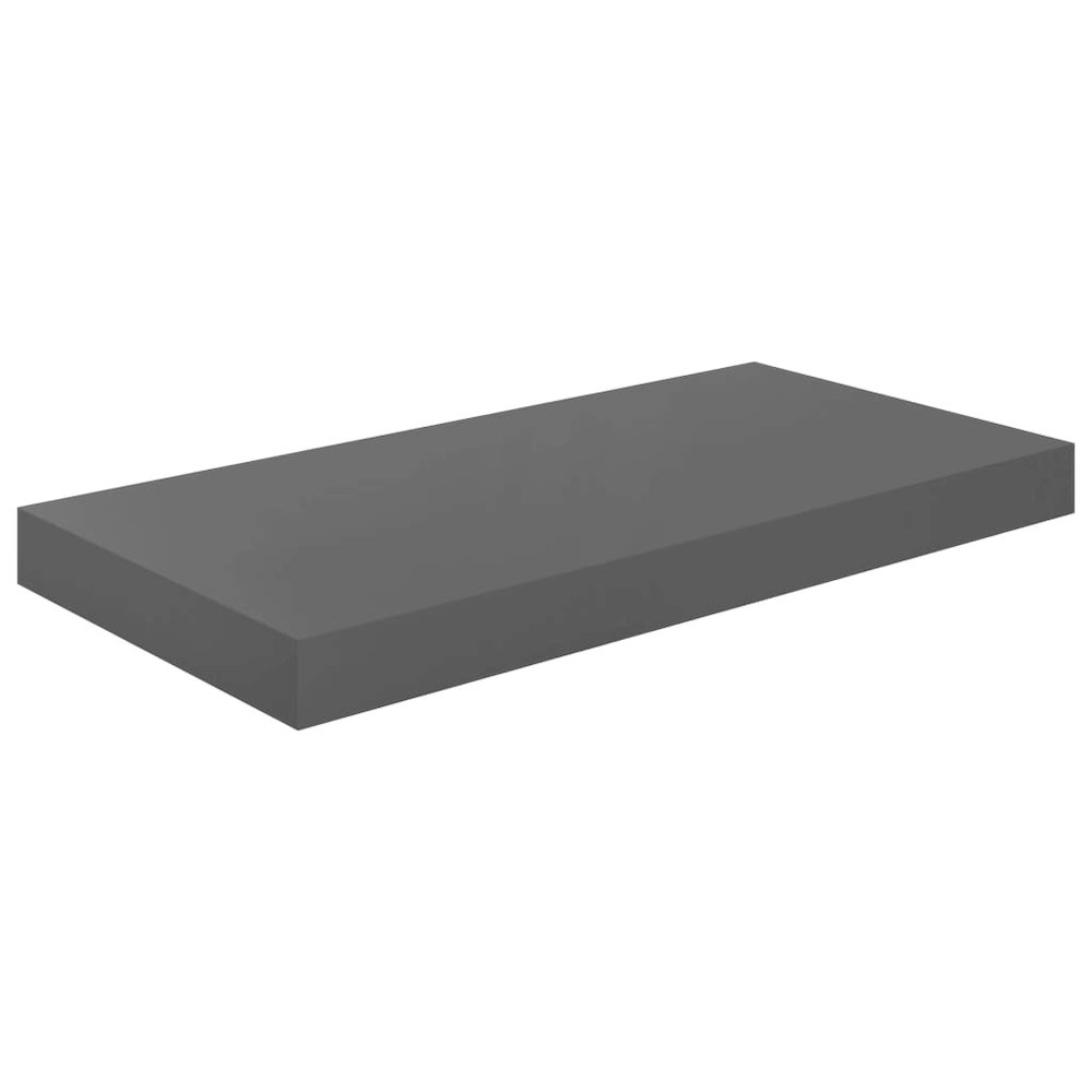 Wall Shelf Set of 2 High gloss grey Honeycomb MDF, metal. Picture 3