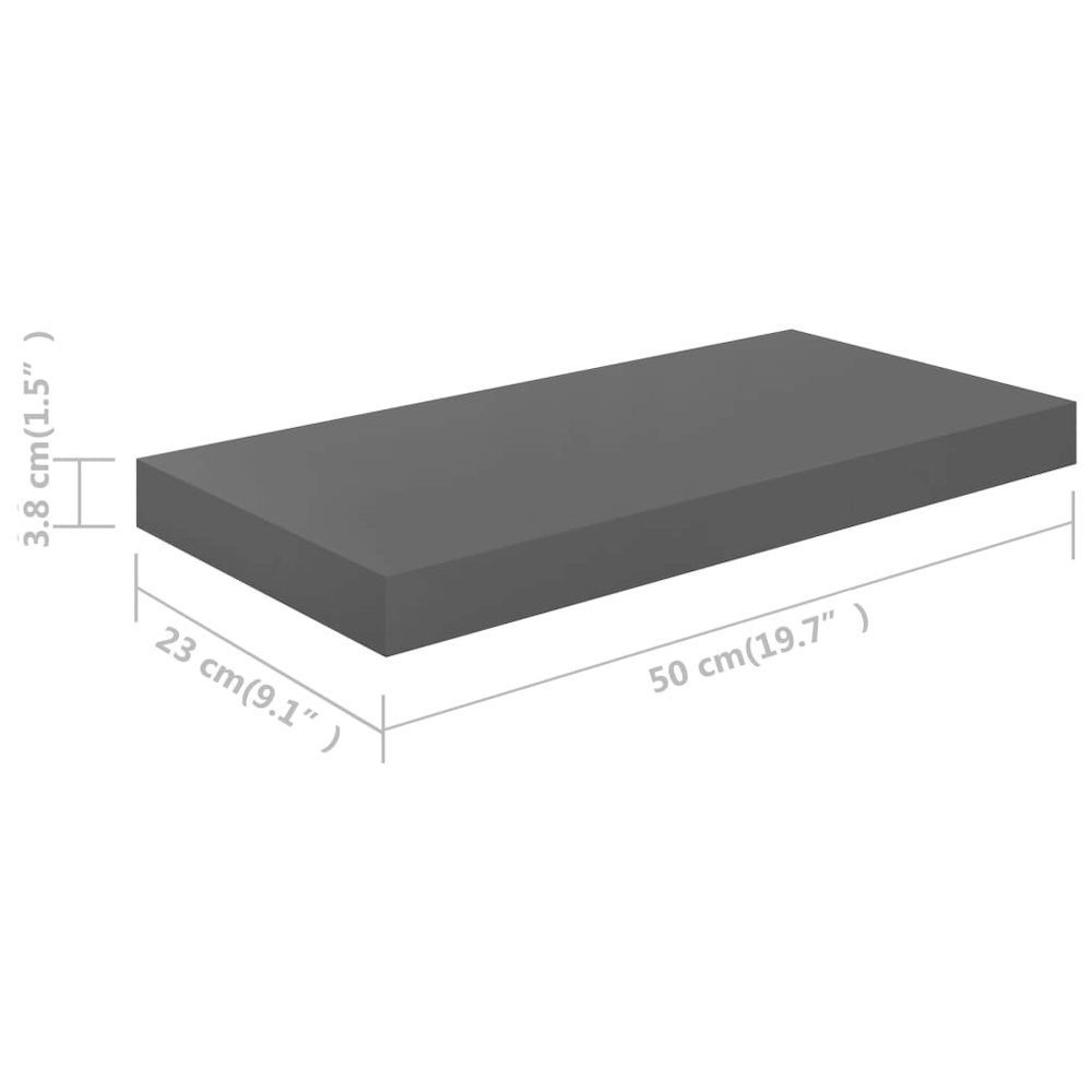 Wall Shelf Set of 2 High gloss grey Honeycomb MDF, metal. Picture 8