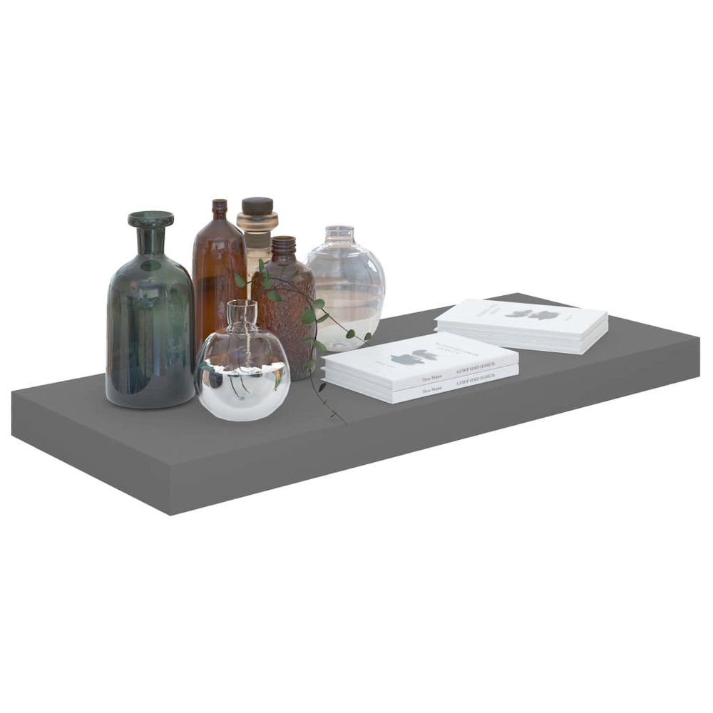 Wall Shelf High gloss grey Honeycomb MDF, Metal Medium. Picture 3