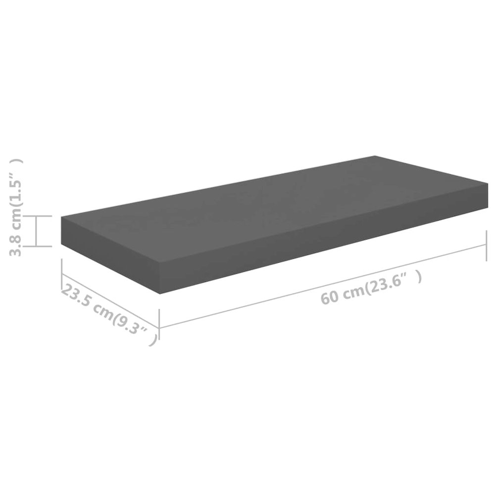 Wall Shelf High gloss grey Honeycomb MDF, Metal Medium. Picture 7