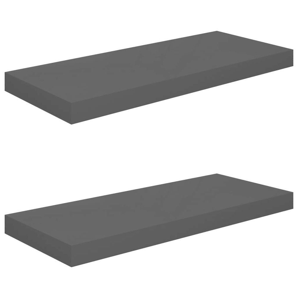Wall Shelf Set of 2 Glossy gray Honeycomb MDF, Metal. Picture 2