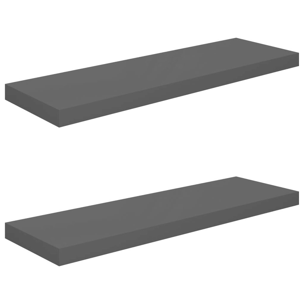 Wall Shelf Set of 2 High gloss grey Honeycomb MDF, metal frame. Picture 2