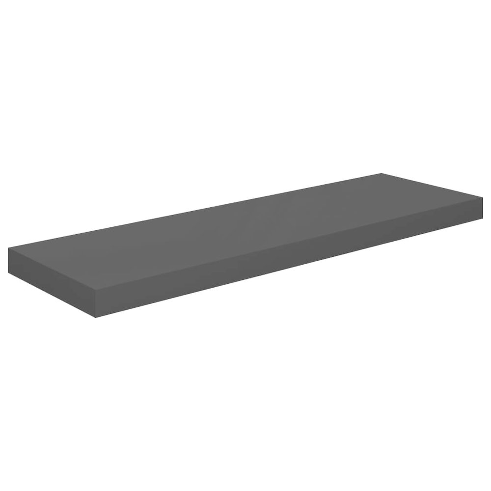 Wall Shelf Set of 2 High gloss grey Honeycomb MDF, metal frame. Picture 3