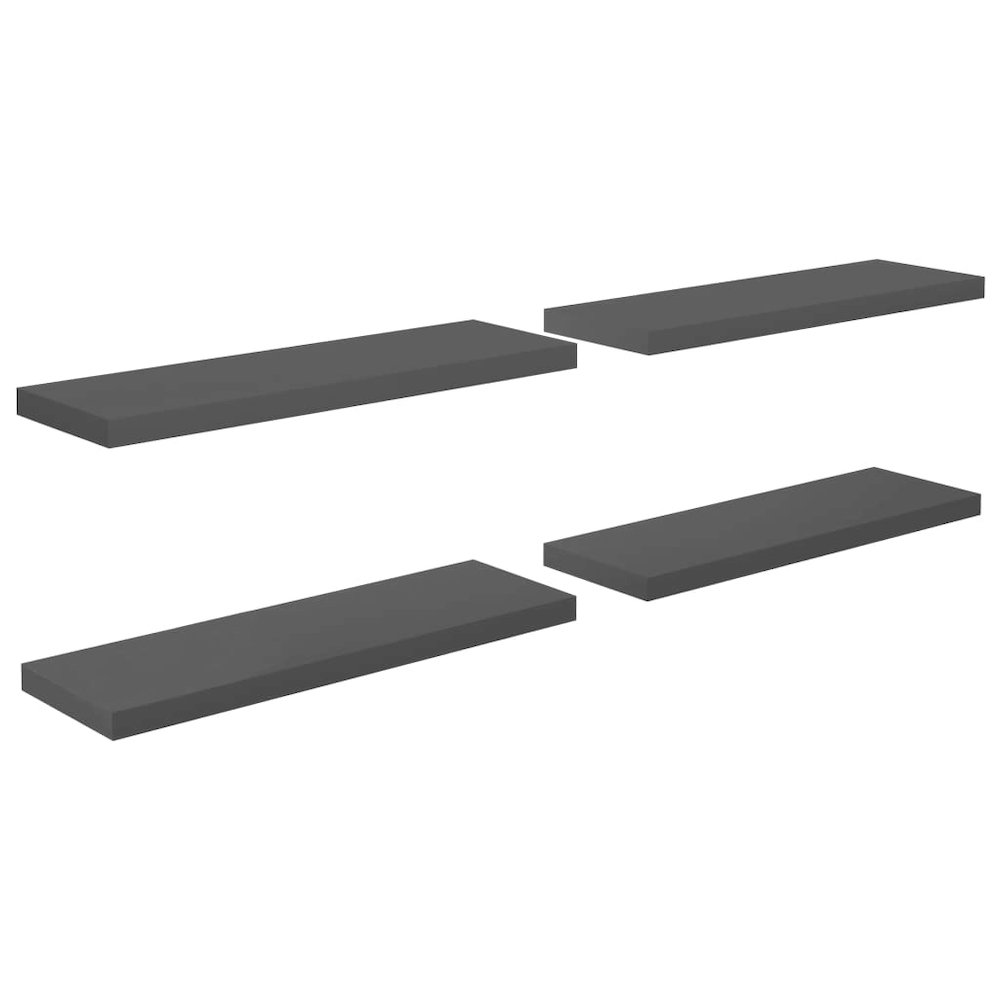 Wall Shelf Set of 4 High gloss grey Honeycomb MDF, metal Standard. Picture 2