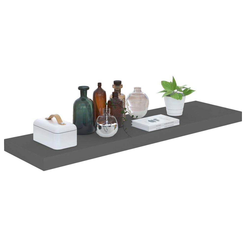 Wall Shelf High gloss grey Honeycomb MDF 35.4 in x 9.3 in x 1.5 in. Picture 3