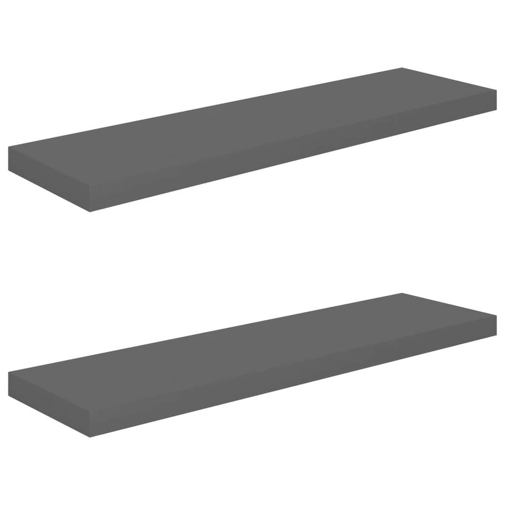 Wall Shelf Set of 2 High gloss grey Honeycomb MDF, metal. Picture 2