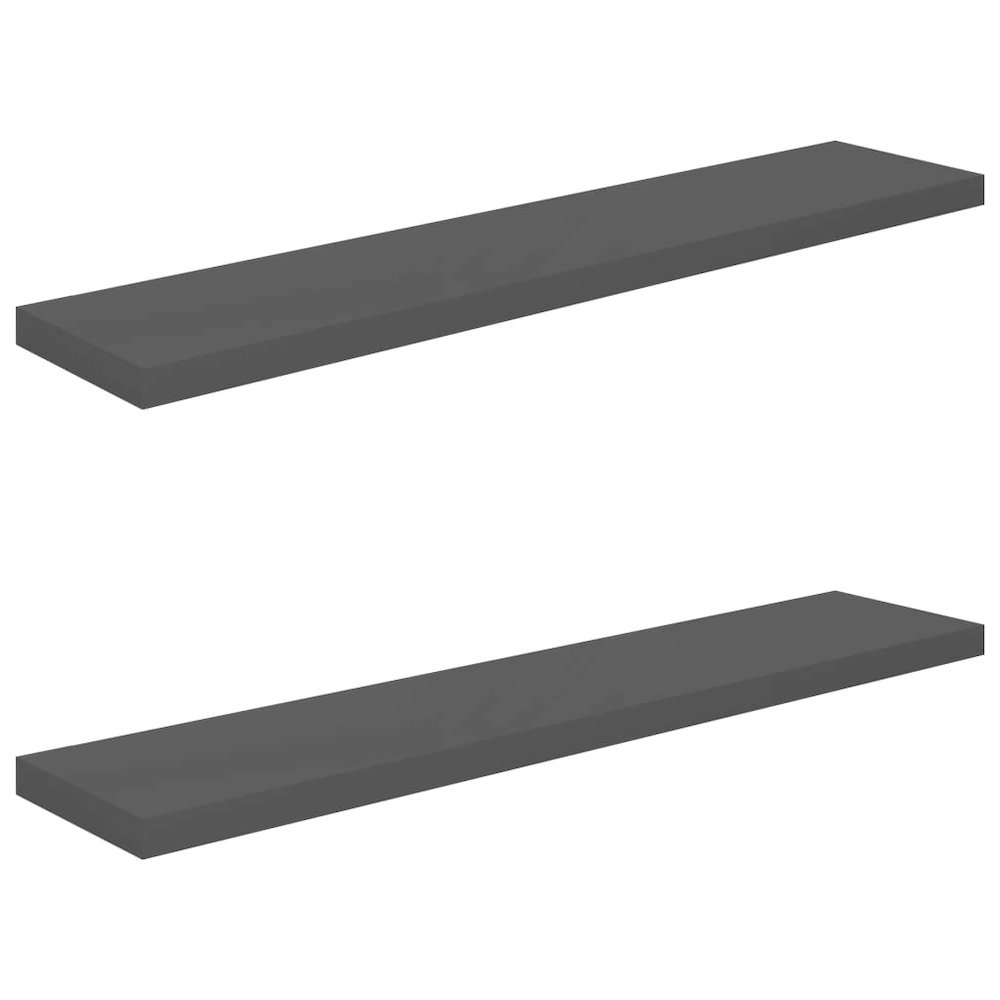 Wall Shelf Set of 2 High gloss grey Honeycomb MDF, metal 47.2 in. Picture 2