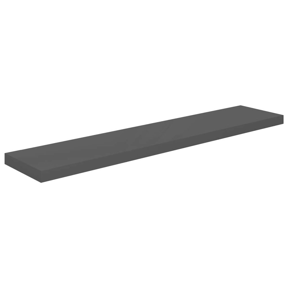Wall Shelf Set of 2 High gloss grey Honeycomb MDF, metal 47.2 in. Picture 3