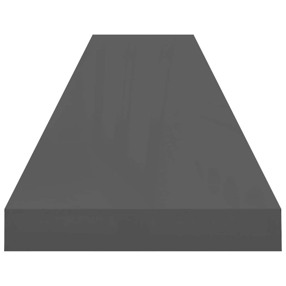 Wall Shelf Set of 2 High gloss grey Honeycomb MDF, metal 47.2 in. Picture 5