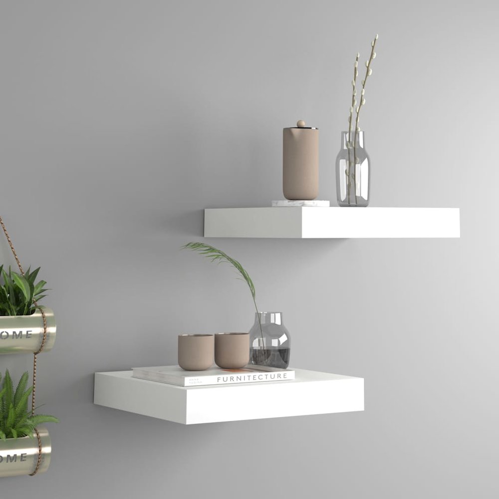 Wall Shelf Set of 2 White Honeycomb MDF, metal Small. Picture 1