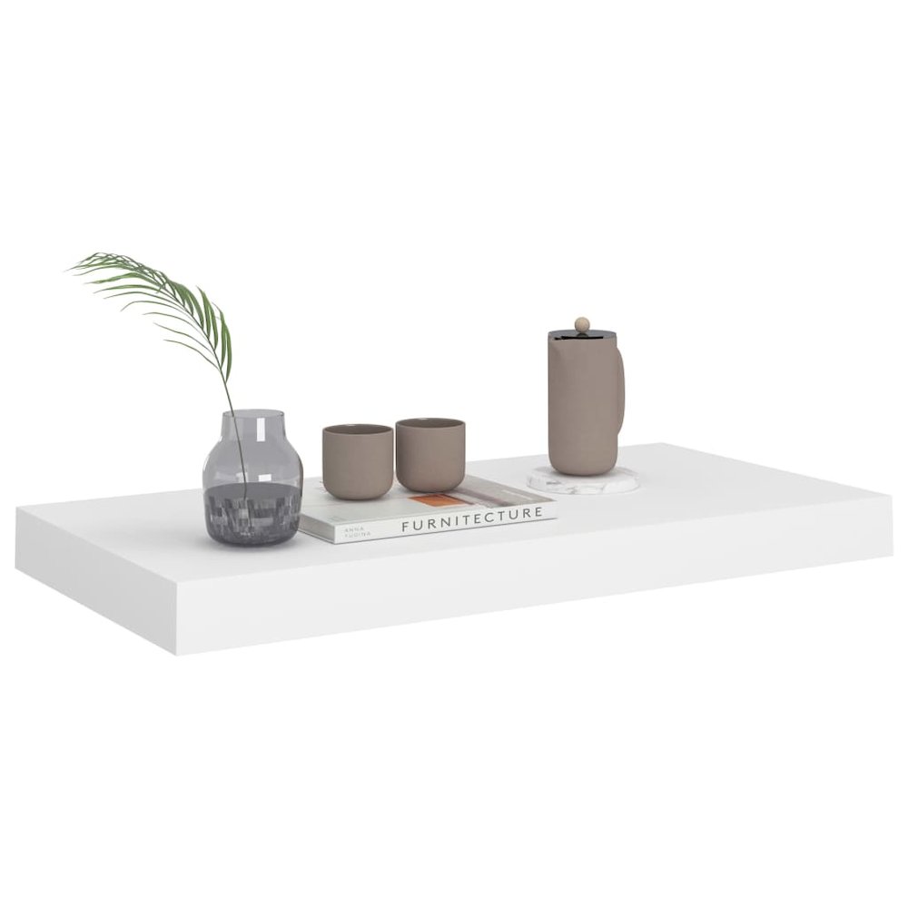 Wall Shelf Set of 2 White Honeycomb MDF, metal Medium. Picture 7