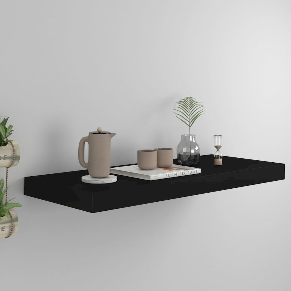 Wall Shelf Black Honeycomb MDF, Metal 23.6 in length. Picture 1