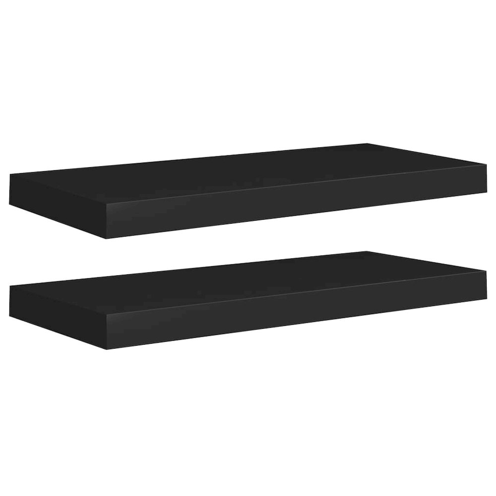 Wall Shelf Set of 2 Black Honeycomb MDF, metal Medium. Picture 2