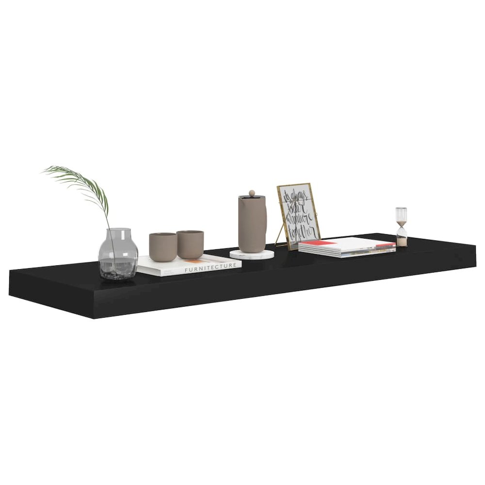 Wall Shelf Black Honeycomb MDF, metal frame 31.5 x 9.3 x 1.5 in. Picture 3