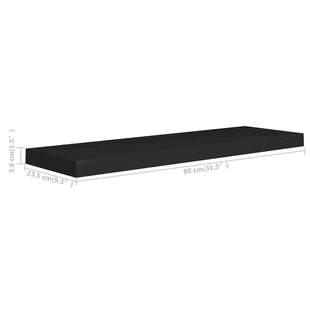 Wall Shelf Black Honeycomb MDF, metal frame 31.5 x 9.3 x 1.5 in. Picture 7