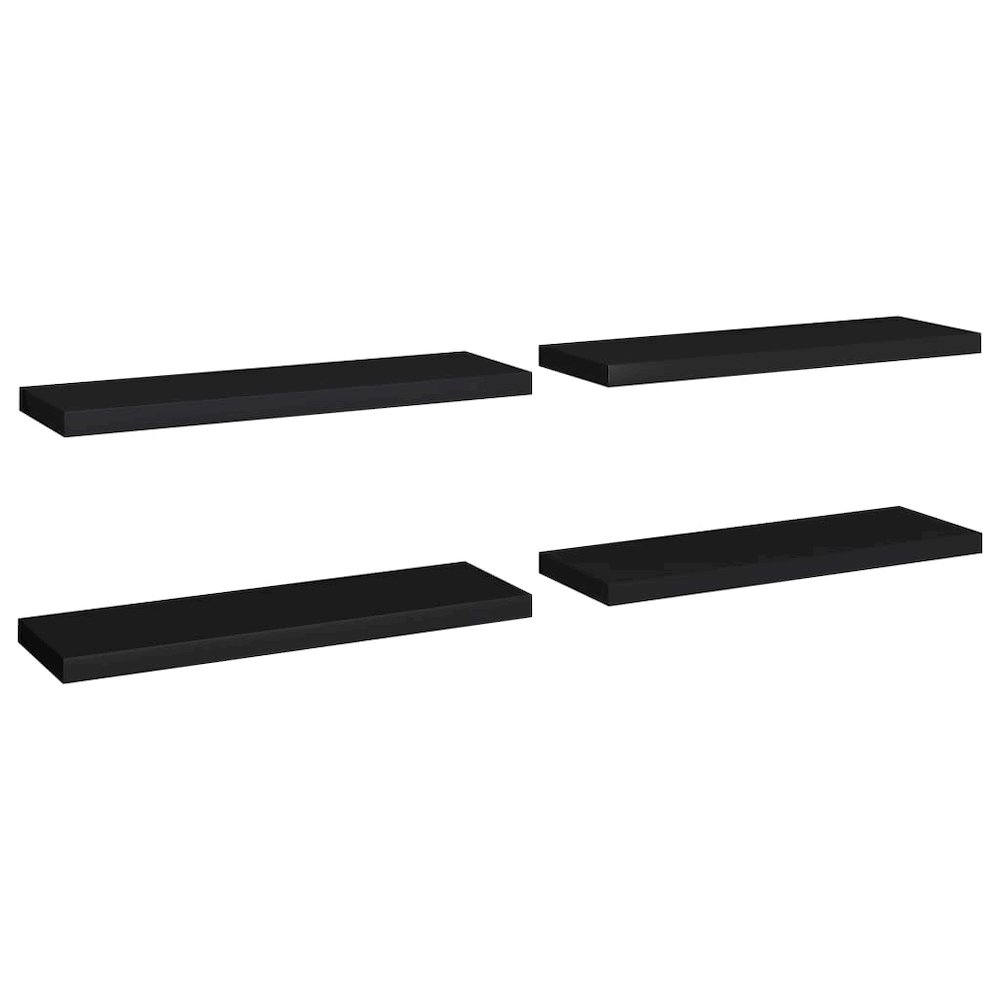 Wall Shelf Set of 4 Black Honeycomb MDF, Metal Medium. Picture 2