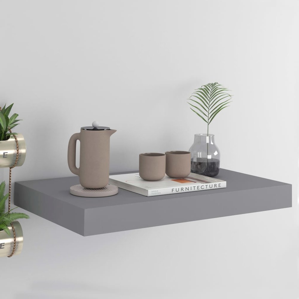 Wall Shelf Grey Honeycomb MDF, metal 15.7x9.1x1.5 in Wall Shelf. Picture 1