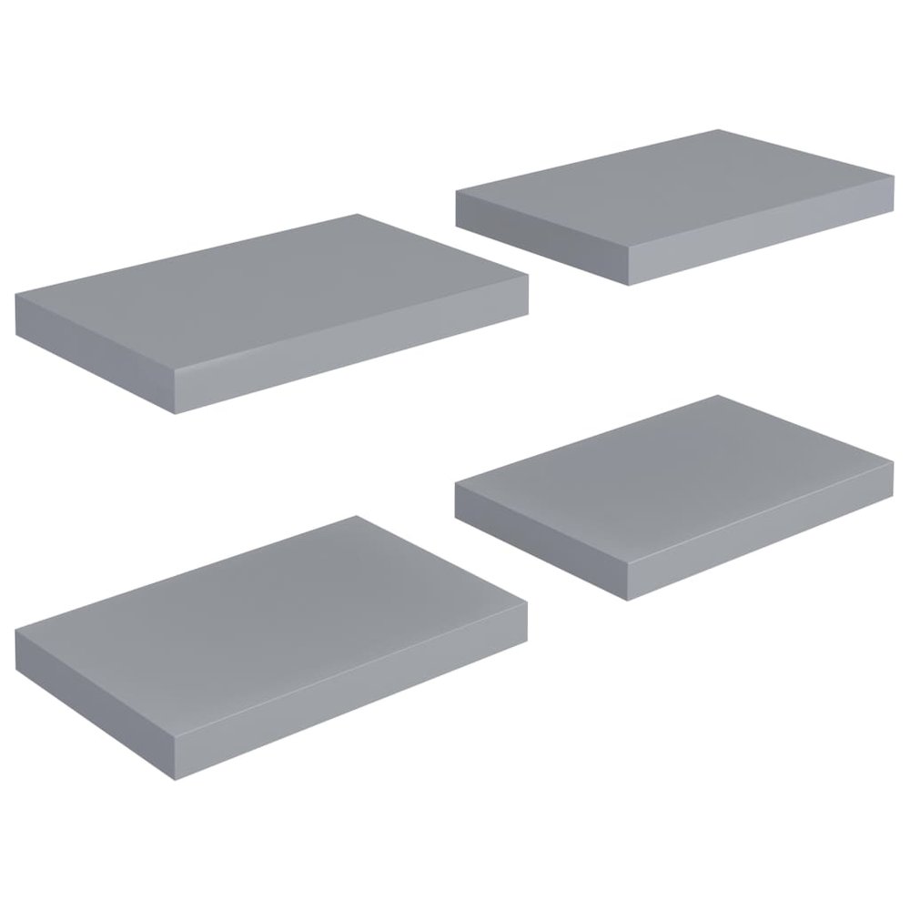 Wall Shelf Set of 4 Gray Honeycomb MDF, metal Medium. Picture 2