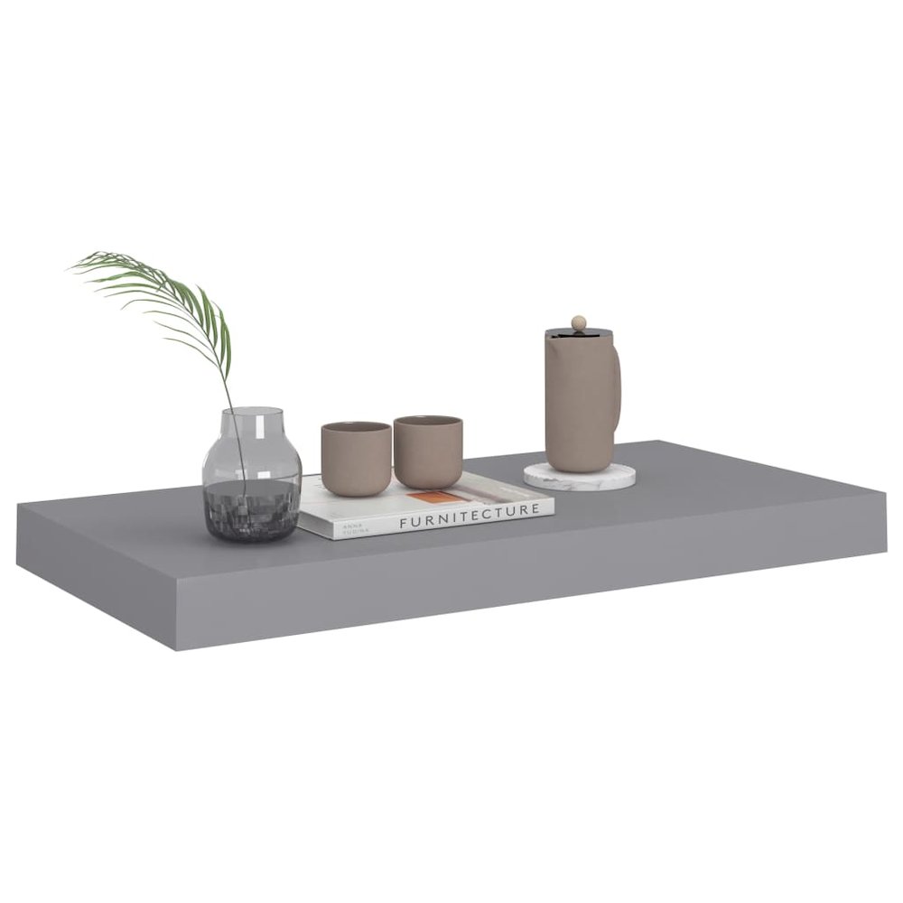 Wall Shelf Set of 2 Grey Honeycomb MDF, metal 19.7 x 9.1 in. Picture 7